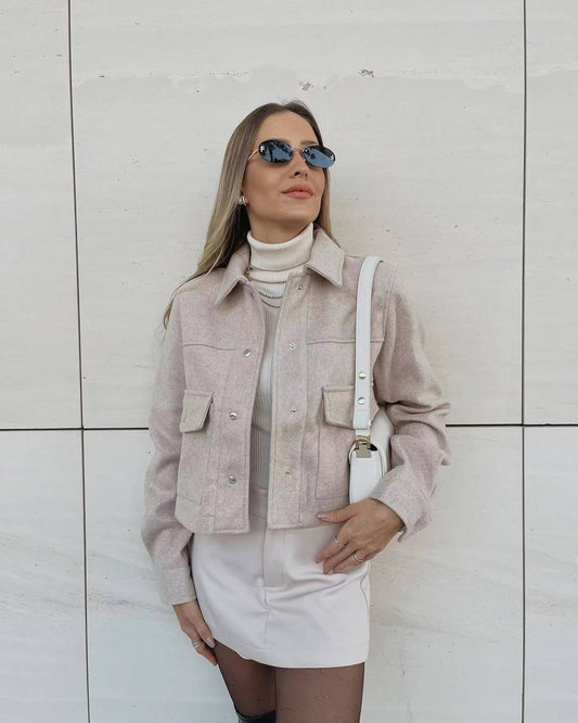 Women's Overshirt Beige Size M Lightweight Fabric-2